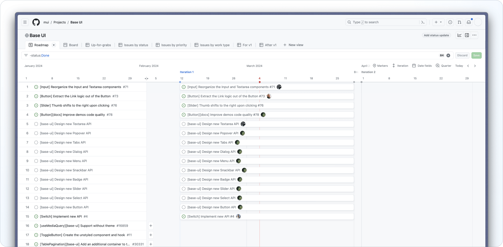 A screenshot of the public MUI Base GitHub project.